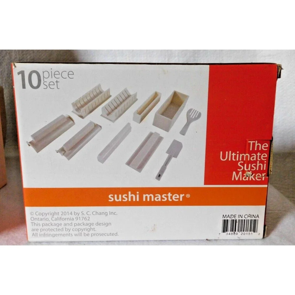 Kitchen + Home 10 Pc Sushi Master Ultimate Sushi Maker Kit Rice Roll Molds